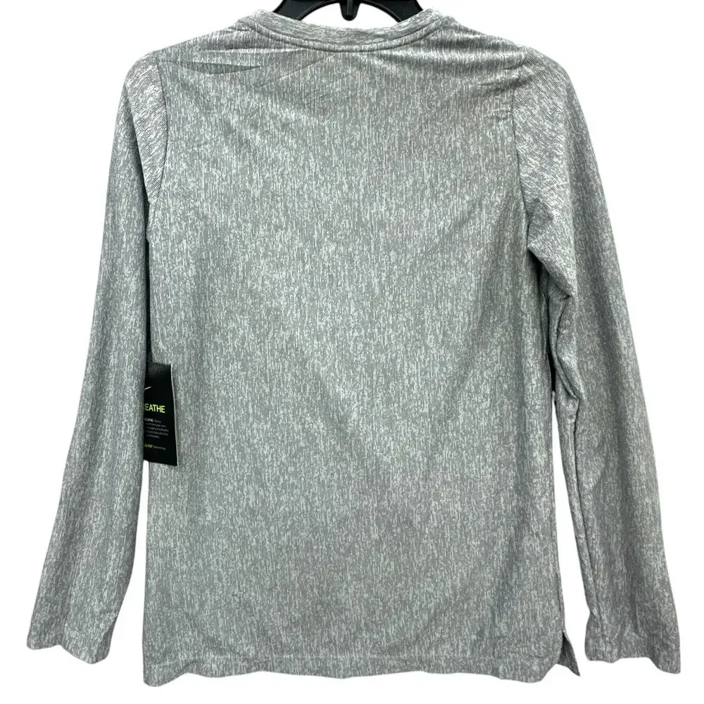 Nike Dri-FIT Breathe Boys Long Sleeve Training Shirt Size L Gray Swoosh NWT